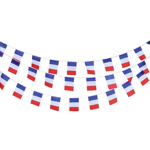 4X 10m French 30Pcs Flag String Bunting Banner Garland Outdoor Garden Decor
