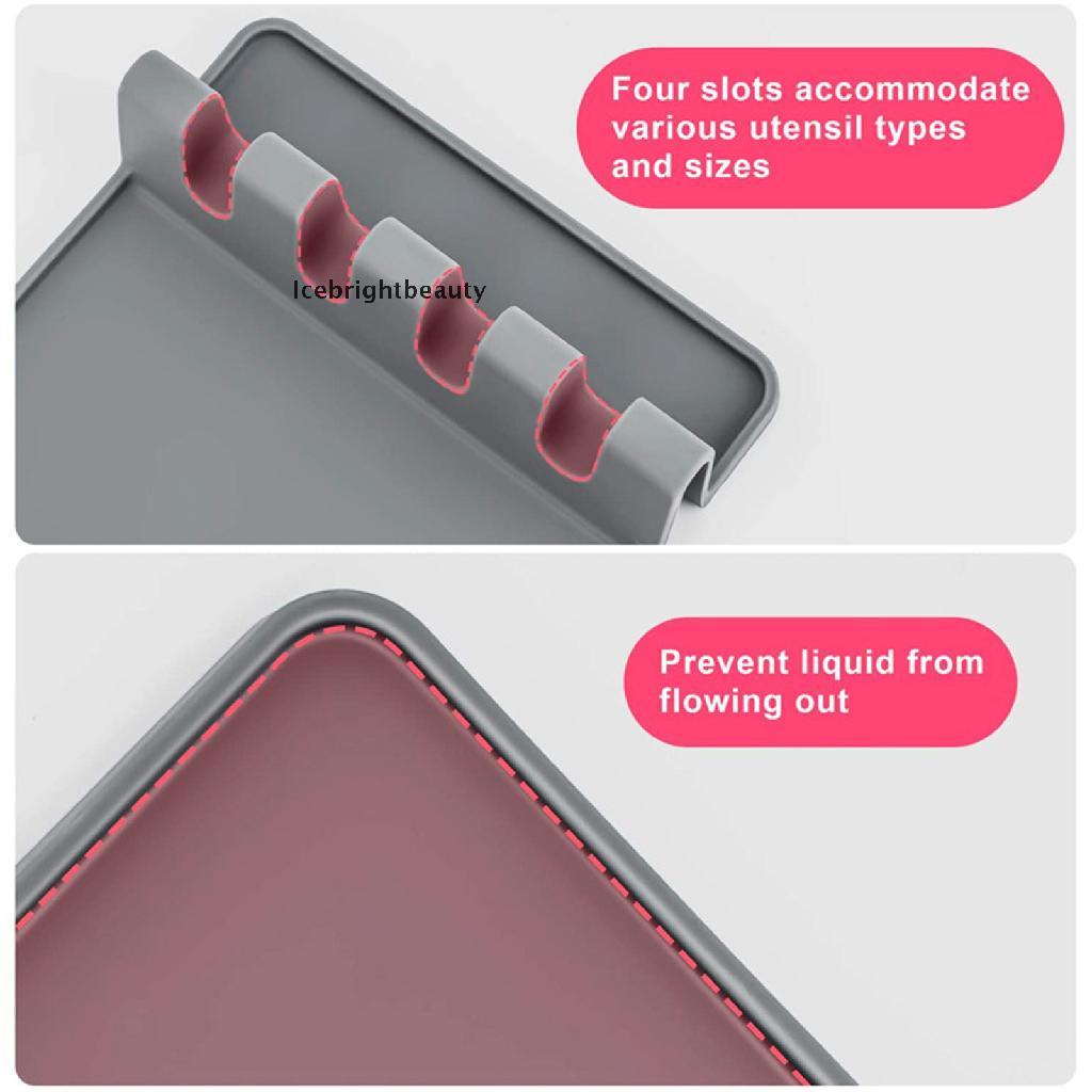 Icebrightbeauty Silicone Utensil Rest with Drip Pad for Multiple Utensils,BPA-Free Spoon Rest &amp; VN