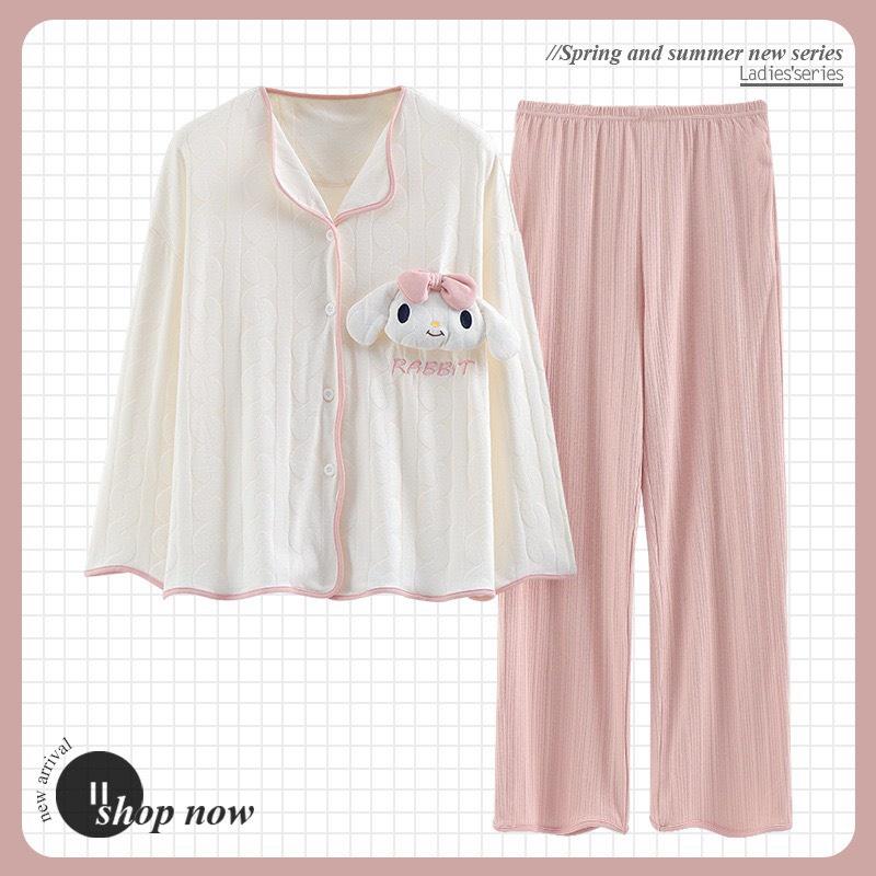 Bộ Mặc Nhà Pyjama, Bộ Ngủ Cổ Bẻ Hàng Qc Chất Liệu Cotton Nâng Cấp Co Giãn Mềm Mại