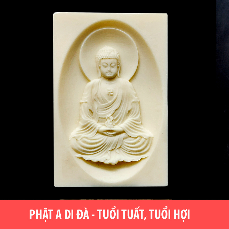 Dây chuyền Phật A Di Đà bằng trái ngà khắc Bát Nhã Tâm Kinh - MN01