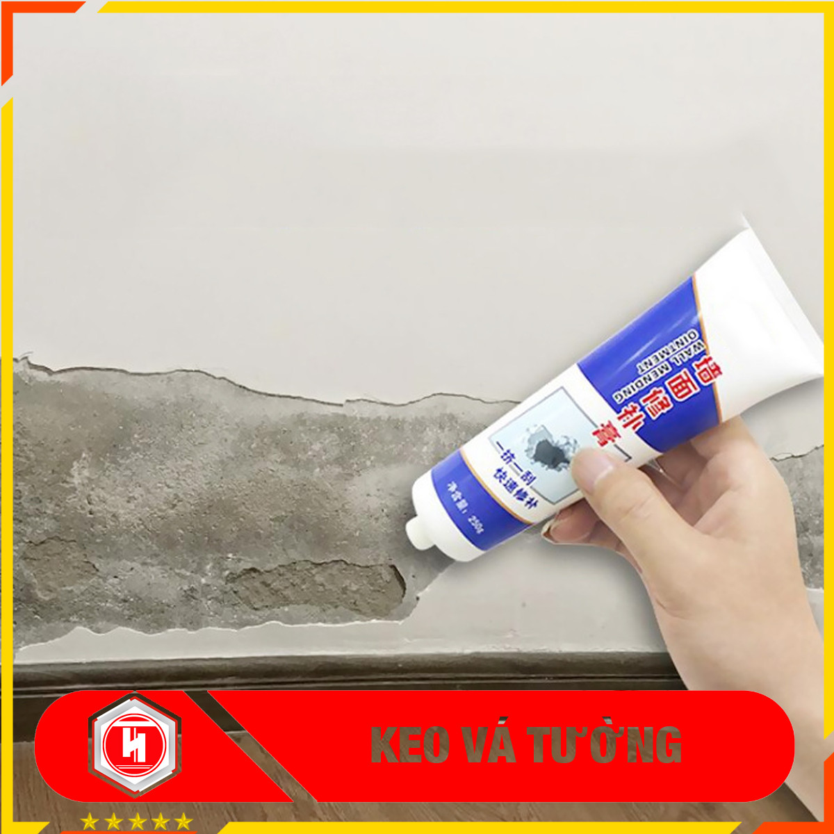 Tuýp keo vá tường siêu tốc 250G-Keo trám vá tường bị bong tróc, nứt, trầy xước, đóng đinh và vết bẩn...