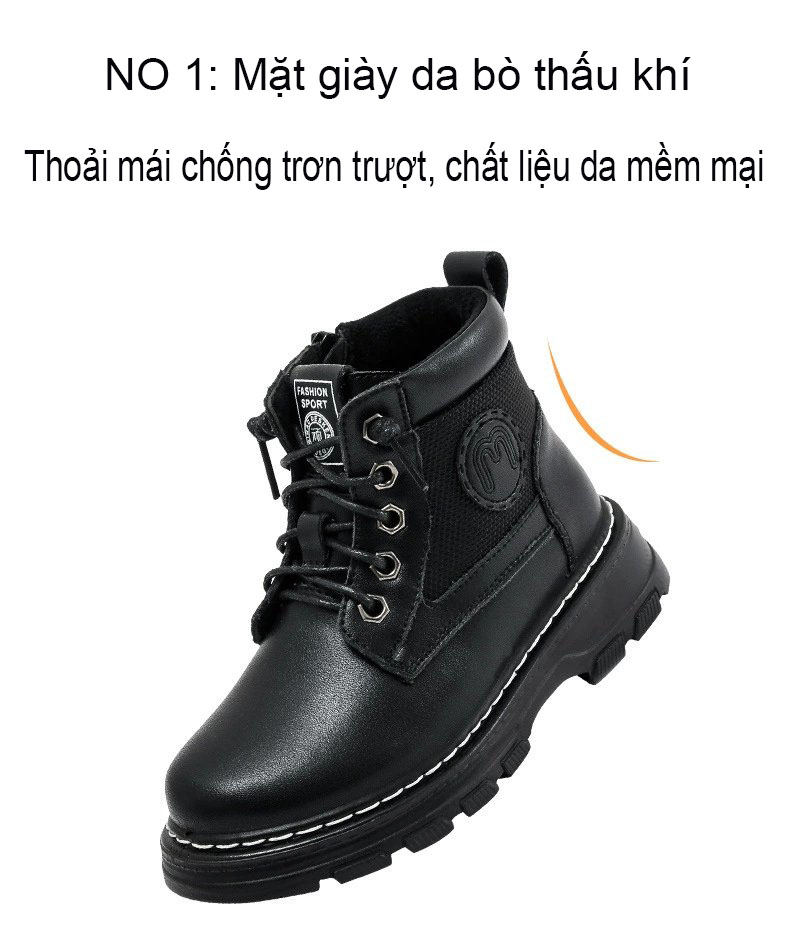 Giày da trẻ em nam nữ mùa thu mùa đông phiên bản Hàn Quốc mã AJ07