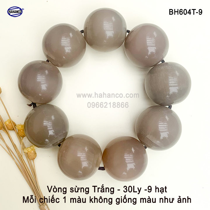 Vòng sừng bò Châu Phi trắng Massage tay giúp giảm căng thẳng lưu thông khí huyết, phát tán âm khí - Tĩnh Tâm, An Yên