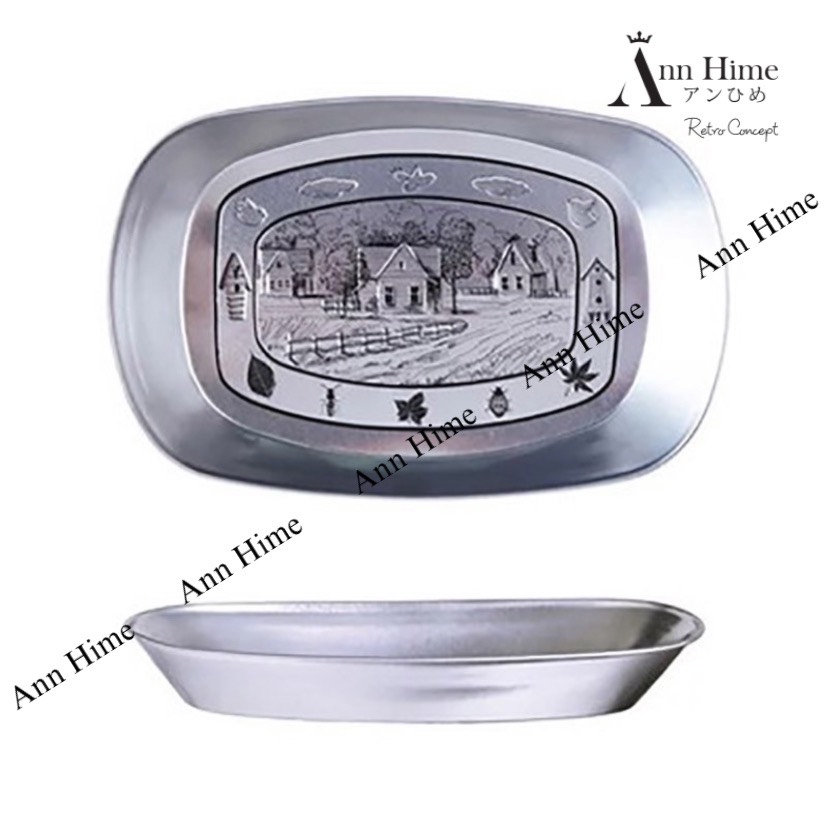 Khay Đựng Đồ Ăn, Bánh Ngọt,Hoa Quả Bằng Inox Họa Tiết Vintage
