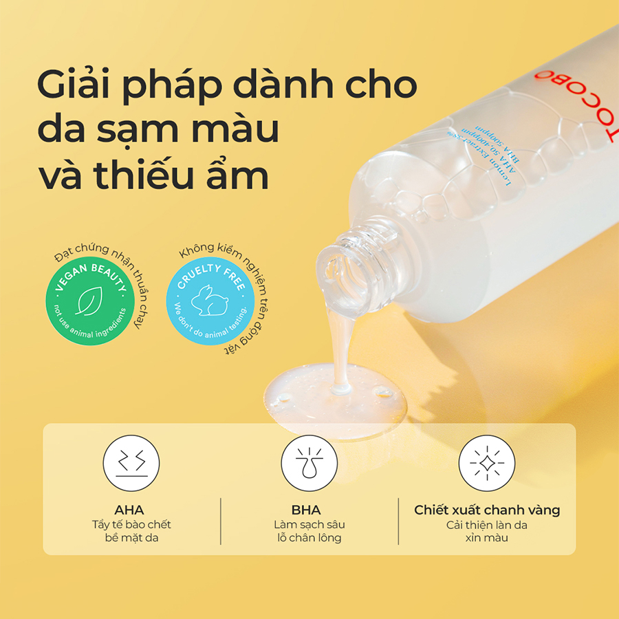 Nước Hoa Hồng Chiết Xuất Chanh Tocobo AHA BHA Lemon Toner 150ml