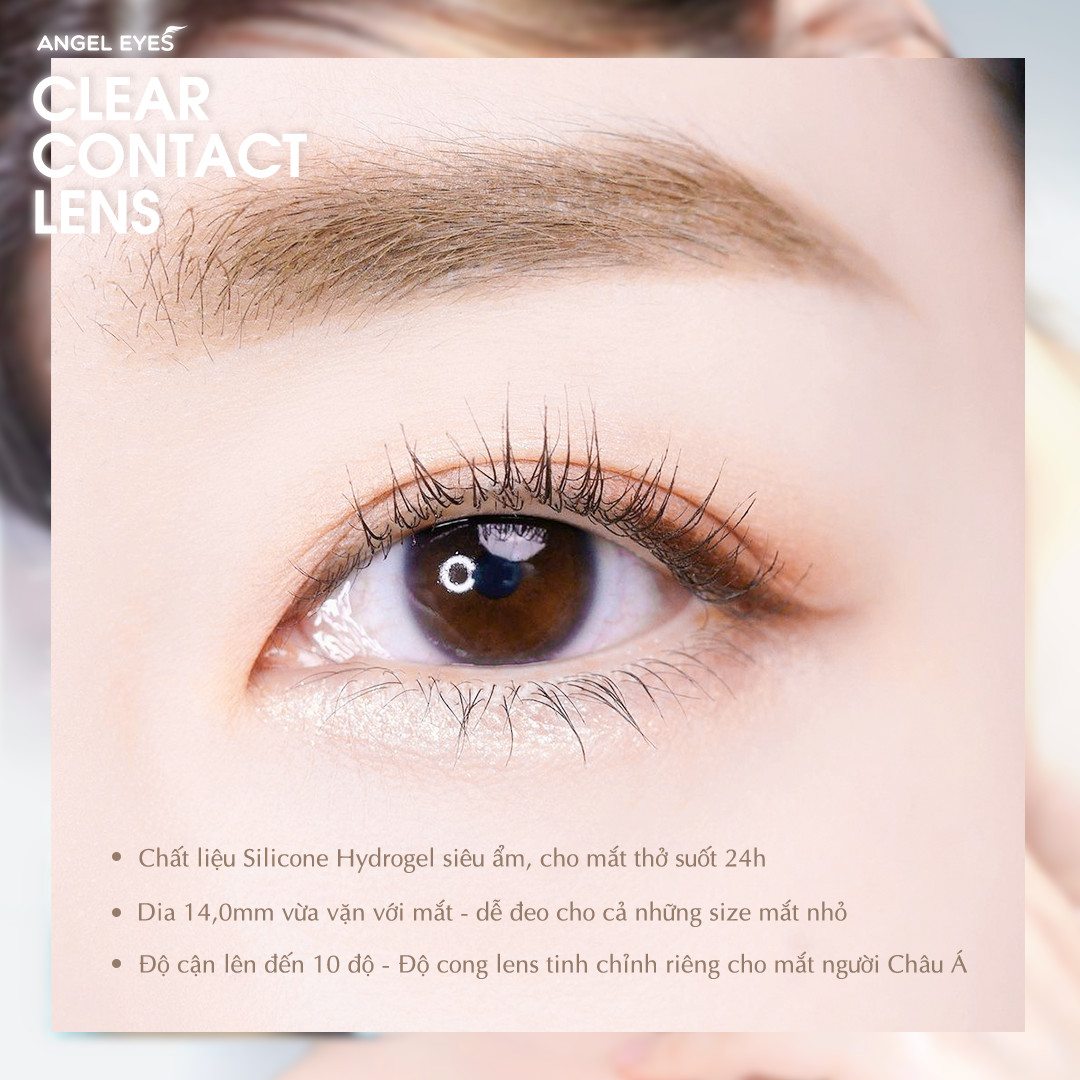 Lens trong suốt có độ cận dòng cao cấp chất liệu Silicone Hydrogel Angel Eyes độ cận 1 - 15