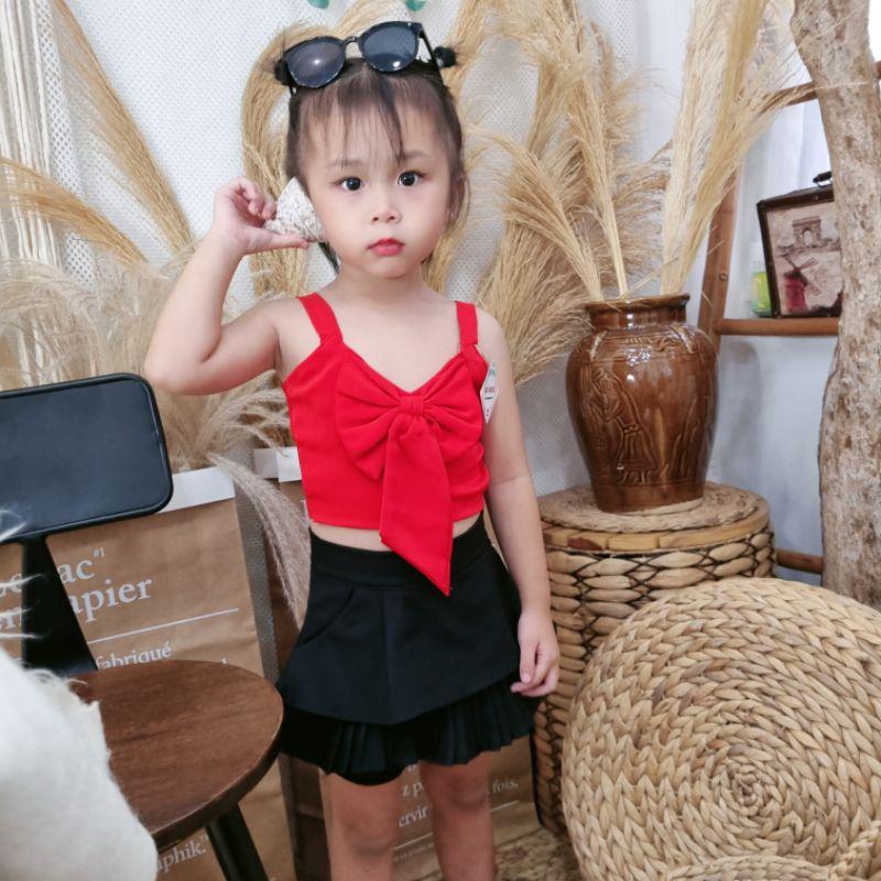 áo nơ 2 dây, áo croptop bé gái, áo kiểu cho bé (shop có bán chân váy