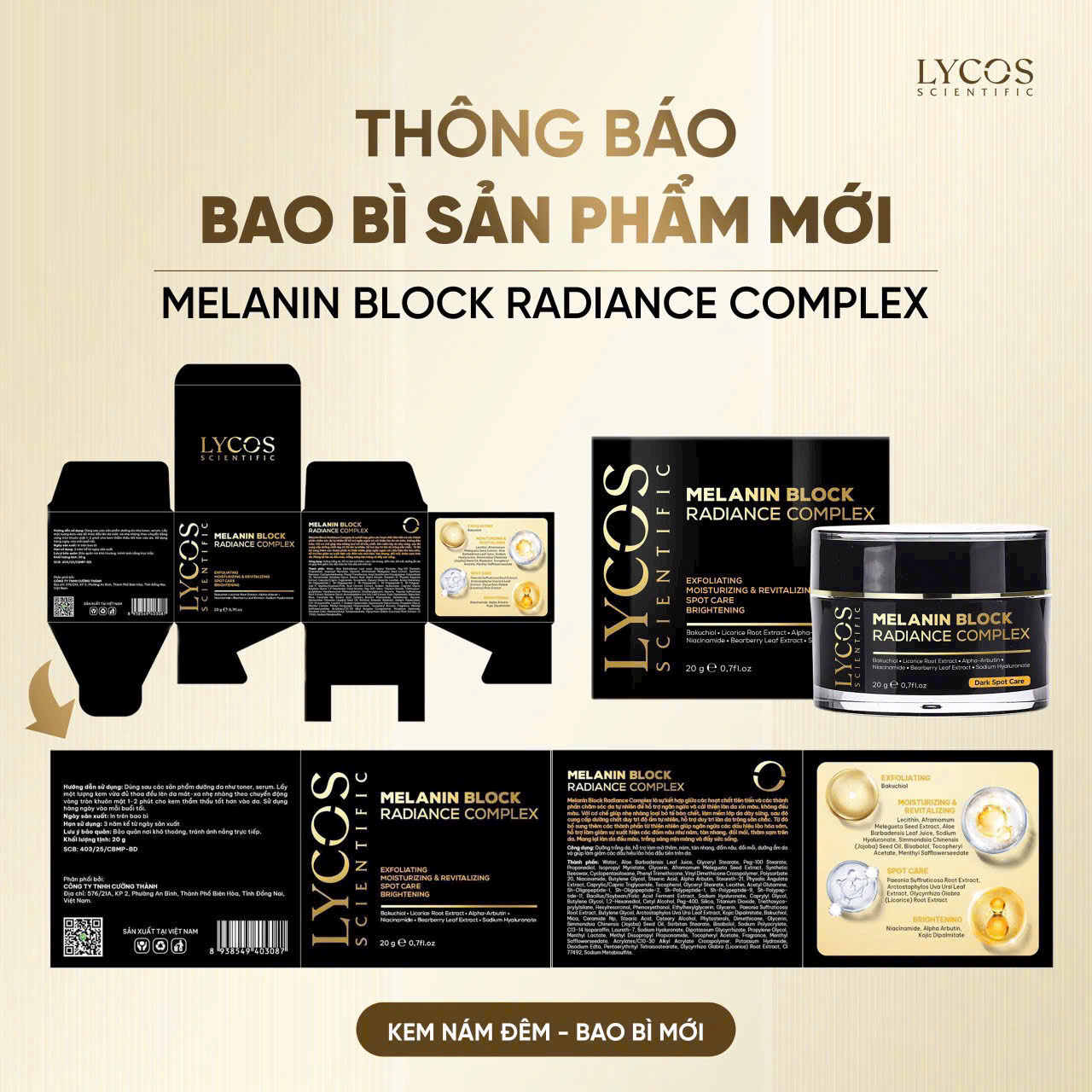 Kem Nám Đêm MELANIN BLOCK LYCOS, Kem Nám Lycos - Phiên bản nâng cấp : giảm thâm nám tàn nhang, dưỡng trắng da. hiệu quả lên đến 99%