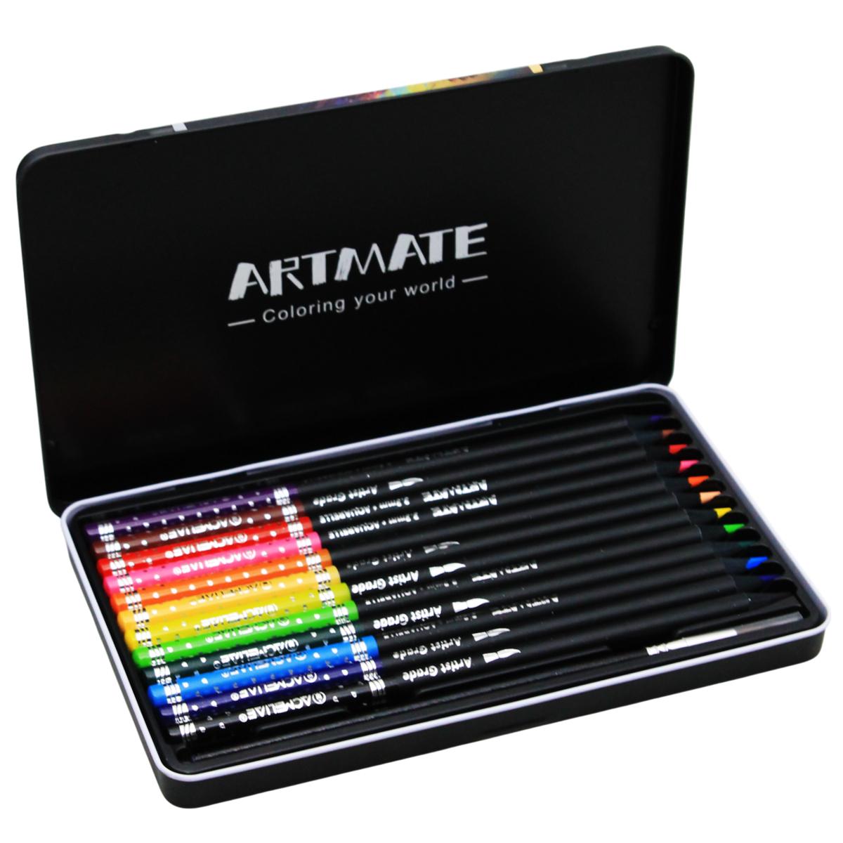 Hộp Thiếc 12 Bút Chì Màu Nước Kèm Cọ - Acmeliae ART-AQ12