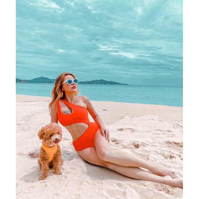 Bikini Đồ Bơi Đi Biển Một Mảnh Khoét Eo Sexy 4 Màu Vàng/Đen/Cam/Vàng R55