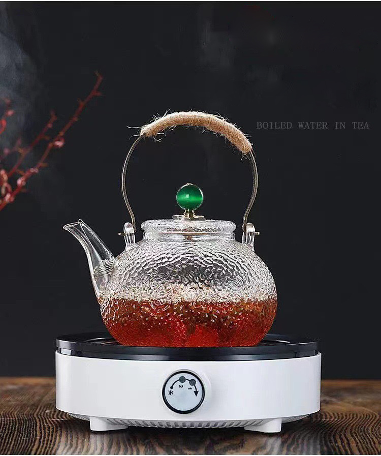 Bình trà thủy tinh Borosilicate vân nhám tay cầm kim loại - Phân loại gồm 700ML lõi lọc lò xo và 900ML lõi lọc thủy tinh