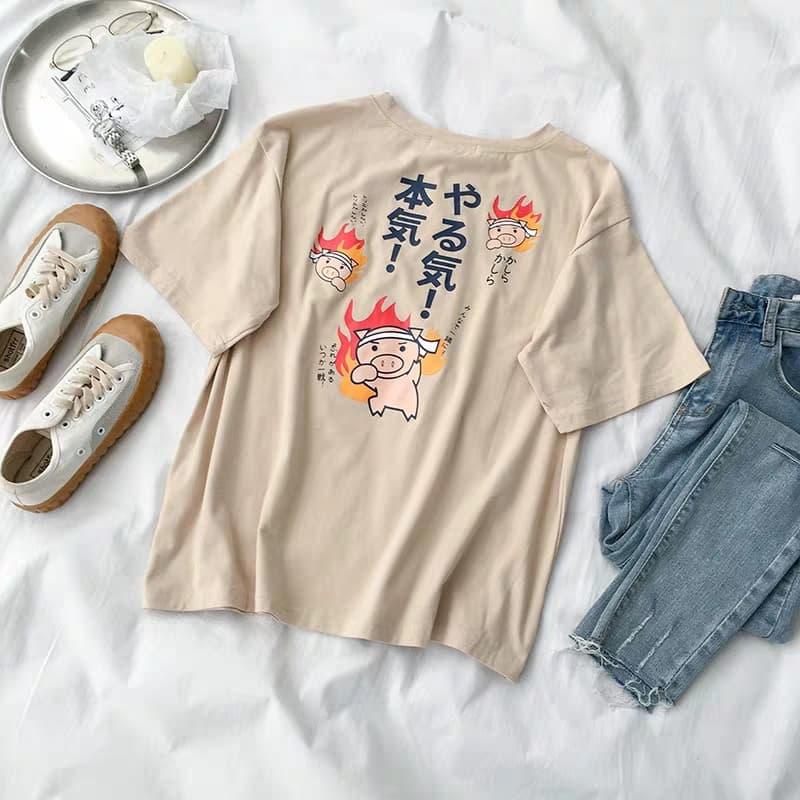 Áo Thun Nam Nữ Tay Lỡ Nam Nữ Unisex HOẠT HÌNH PIG