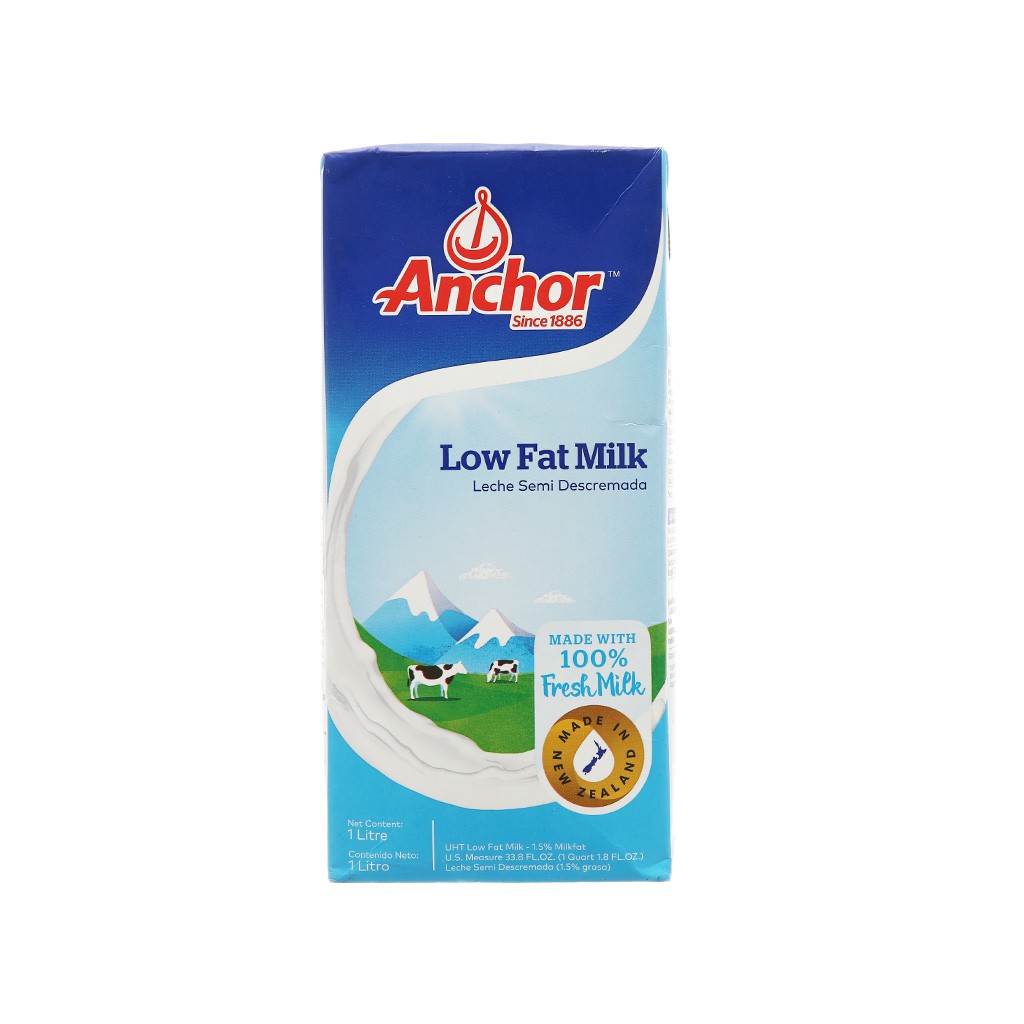 [Made in New Zealand] Sữa tươi tiệt trùng Anchor ít béo hộp 1 lít