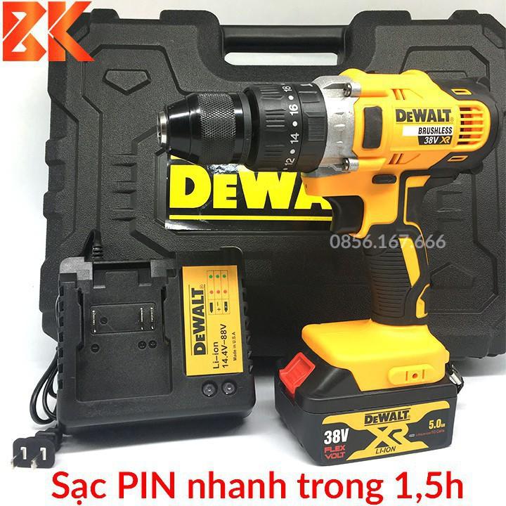 Máy Khoan Bê tông DEWALT 38V - Pin 10 CELL – Máy bắt vít (TẶNG 1 Mũi Khoan) – Không chổi than - 100% Lõi Đồng