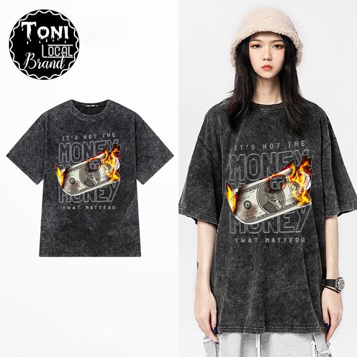 ÁO THUN Tay Lỡ MONEY Local Brand Unisex Cotton 100 Form Rộng Nam Nữ