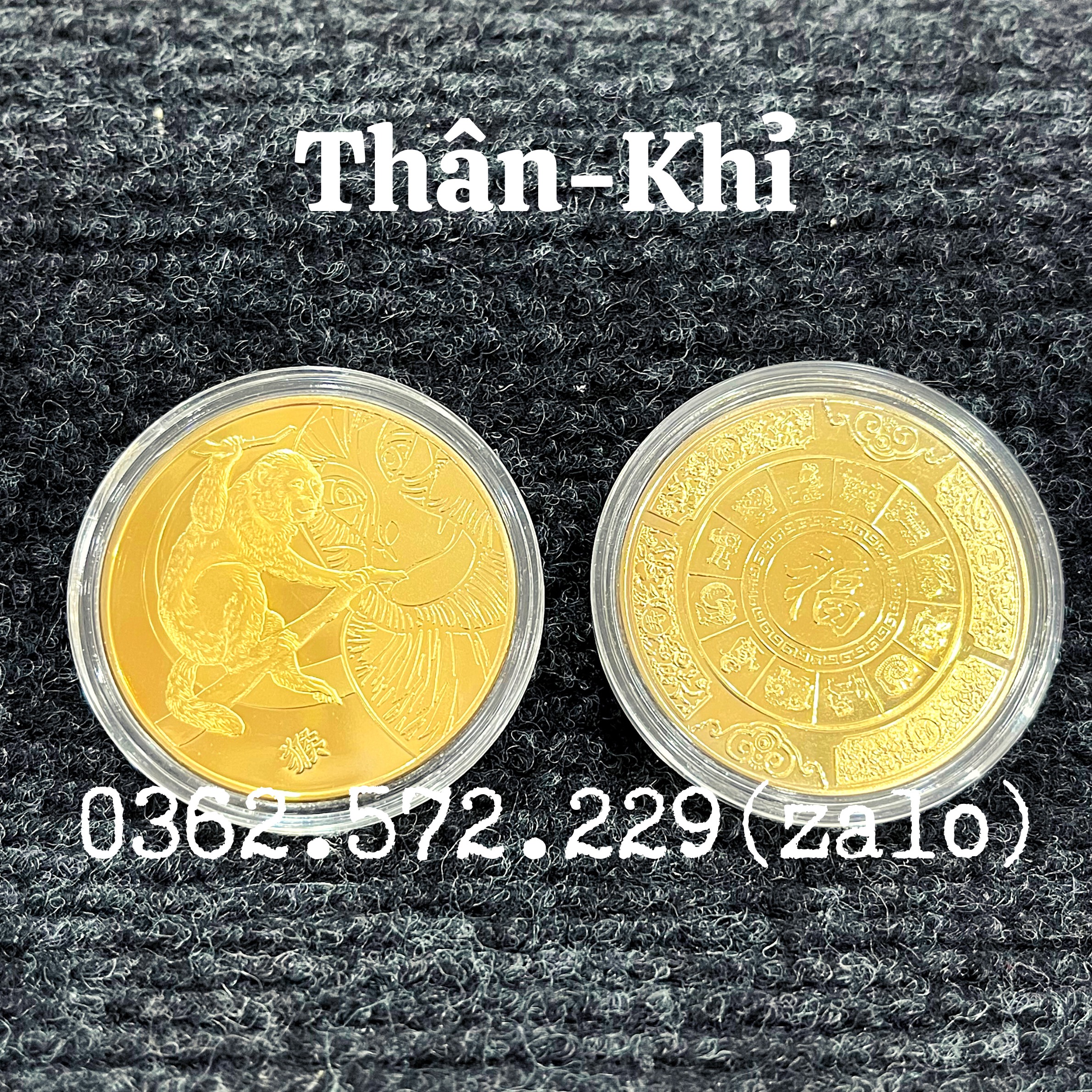  Đồng Xu 12 Con Giáp Mạ Vàng Treo Oto, Xe Máy Phong Thủy