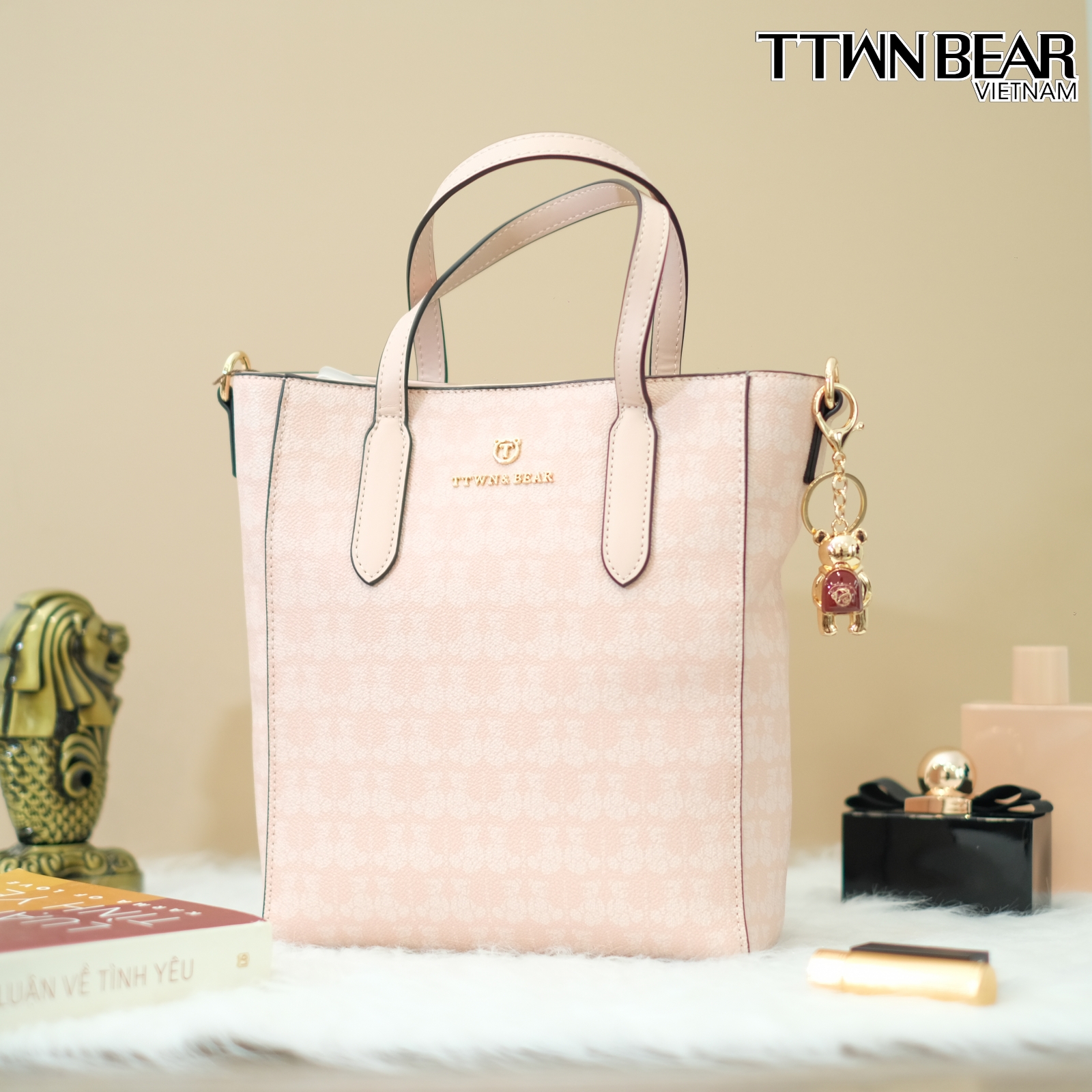 Túi tote TN3125/ TN3124 da thời trang công sở charm gấu TTWN BEAR