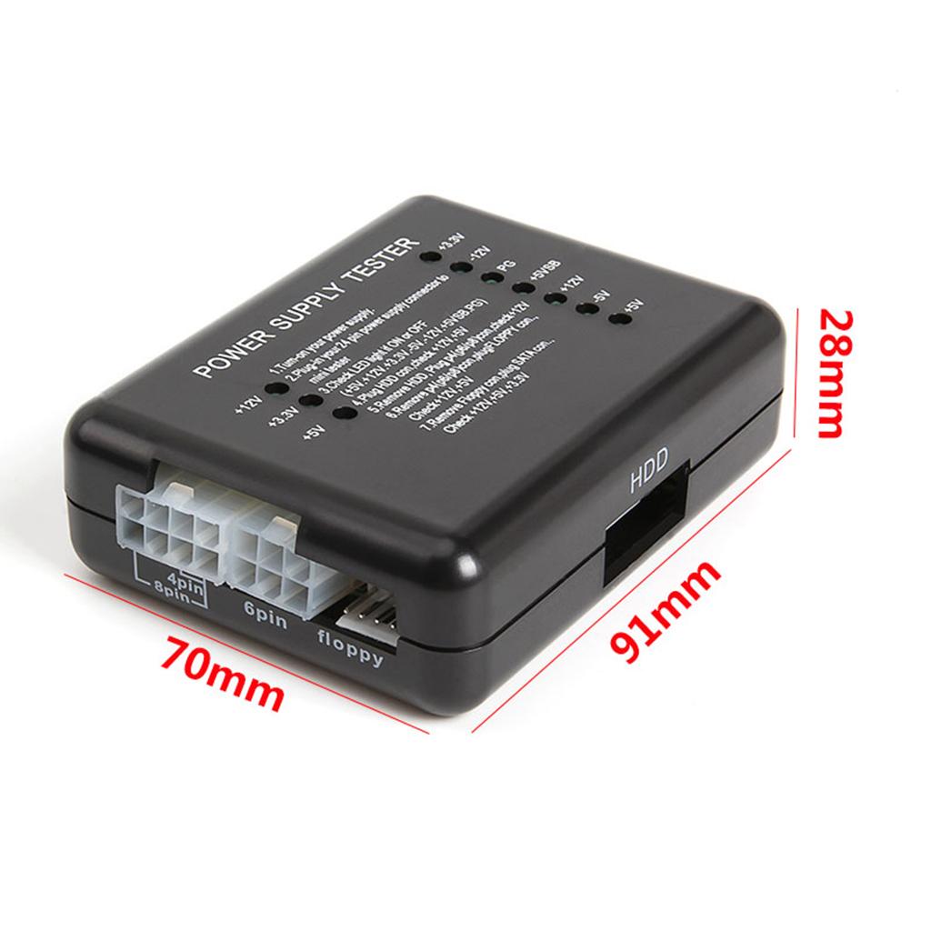 PC Computer Power Supply Tester LED 20&24 Pin For HDD SATA ATX Black