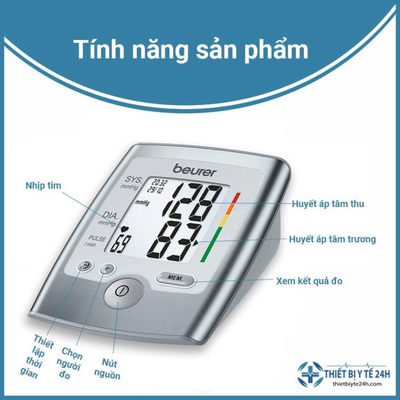 Máy Đo Huyết Áp Bắp Tay Beurer BM35 - Đo Chính Xác Huyết Áp, Nhịp Tim - Màn LCD Hiển Thị Sắc Nét