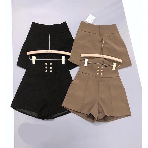 Quần short nữ cạp cao lưng cao Doloxi 6 khuy khóa lưng vải tuyết mưa Q40