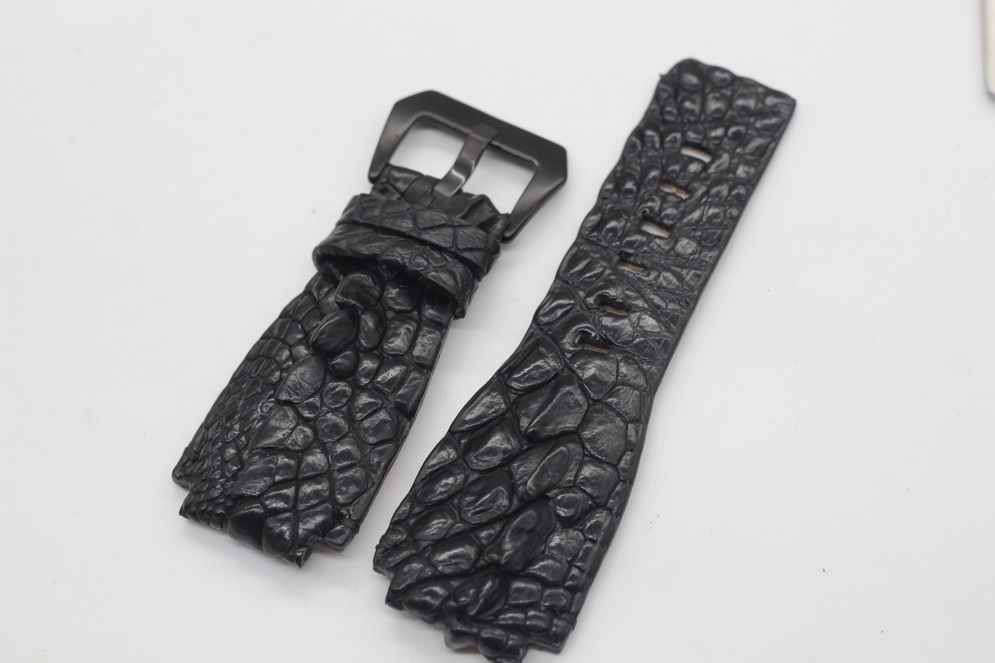 DÂY ĐỒNG HỒ DA VÂN GAI CHÂN CAO CẤP SANG TRỌNG, DÂY DA CÁ SẤU THẬT HANDMADE HÀNG CHÍNH HÃNG SONGHAN LEATHER, PHÙ HỢP VỚI DÒNG ĐỒNG HỒ BELL & ROSS SIZE 24mm/24mm BH 6 THÁNG BRCD-01
