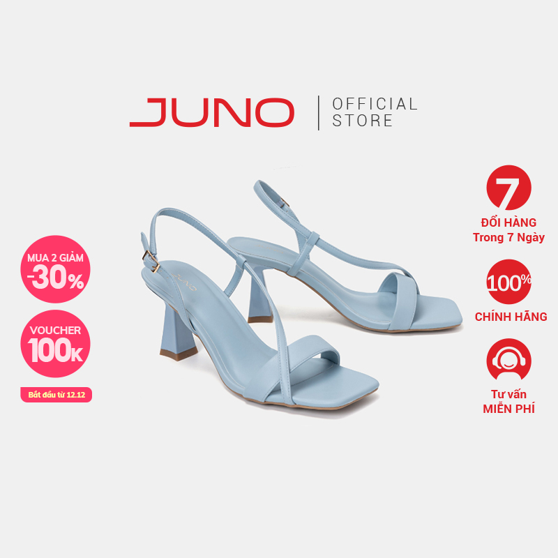 Giày Sandal Nữ 7cm Thời Trang JUNO Phối Quai Chéo Gót Thanh SD07087