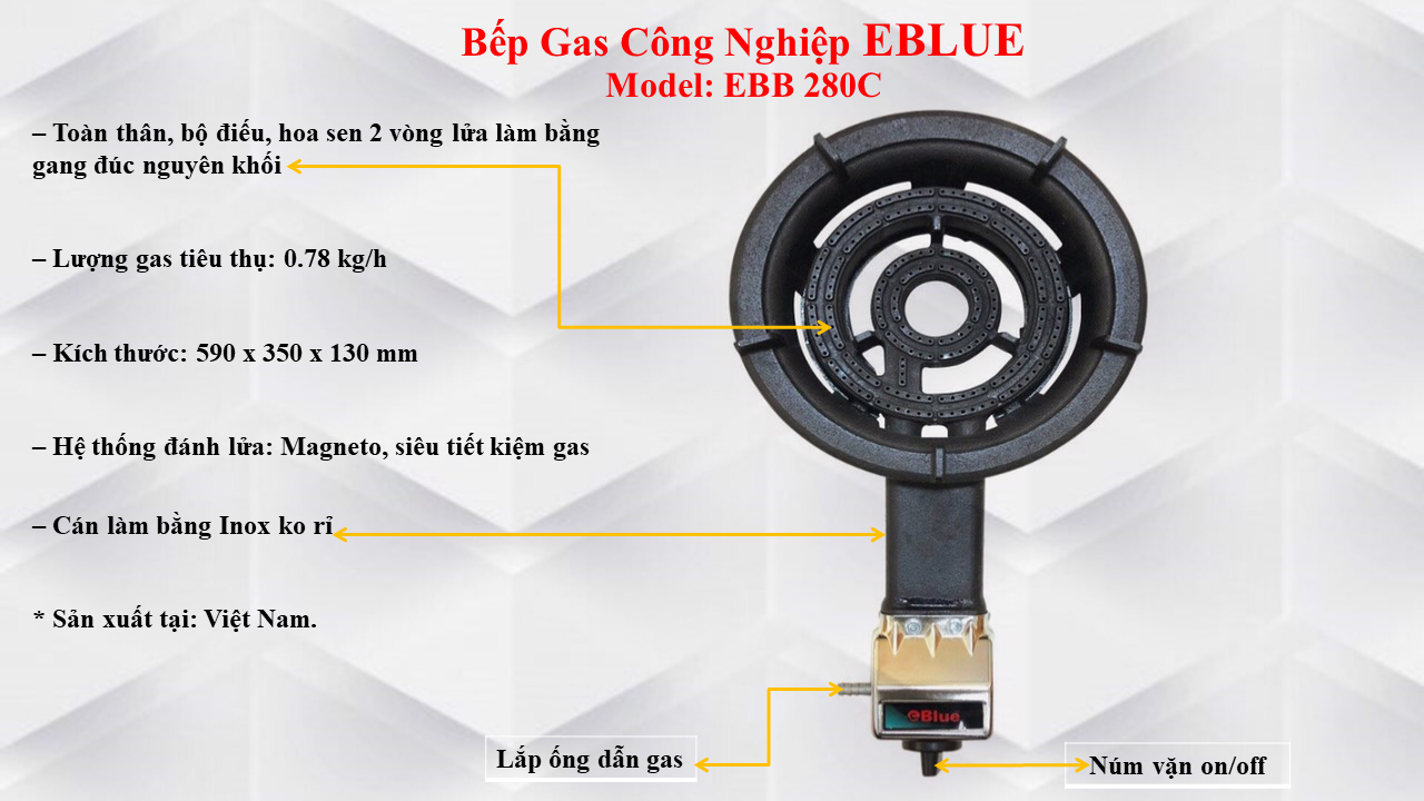 Bếp Gas Công Nghiệp Lửa Khè eBlue- EBB280- Hàng Chính Hãng