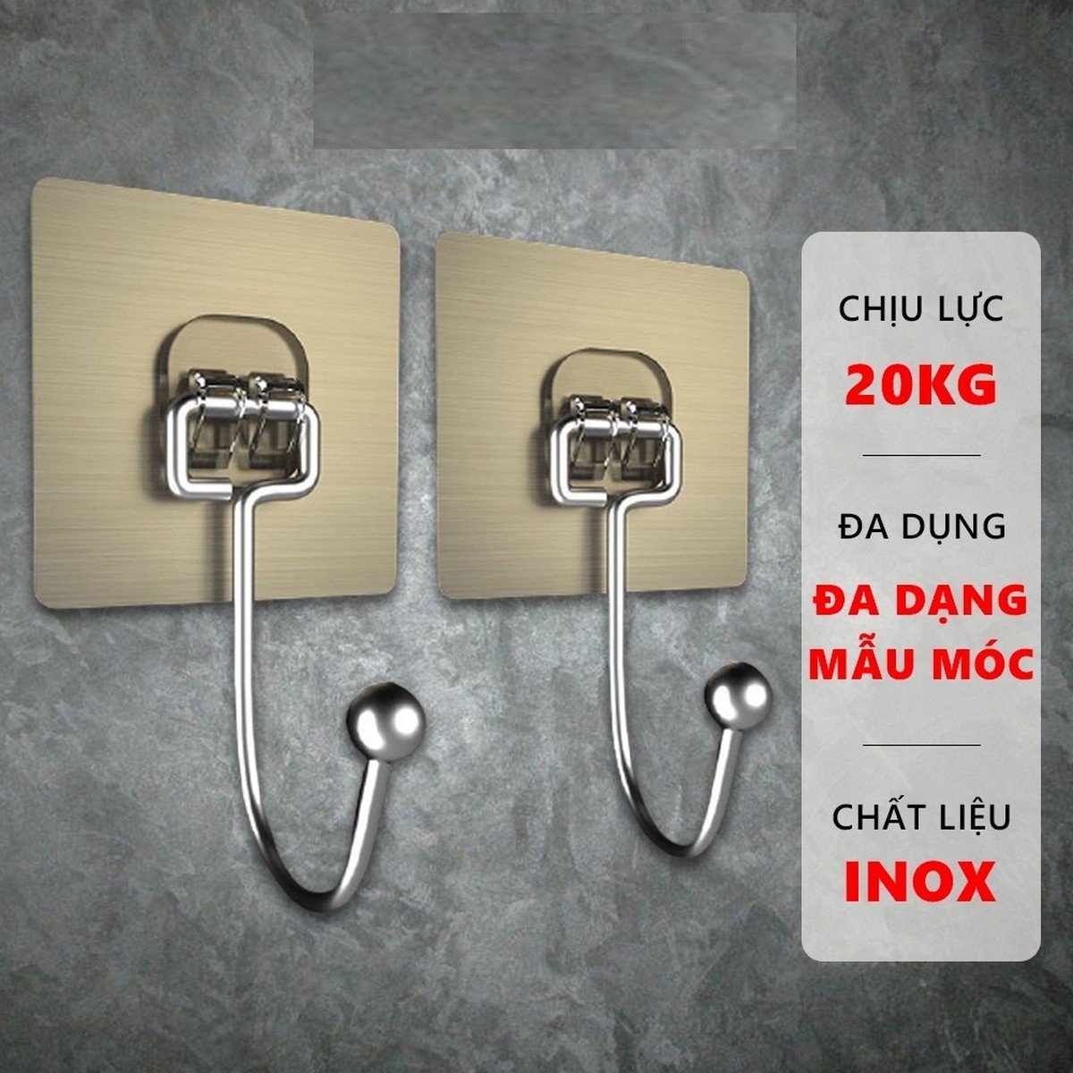 Móc Thép Inox Dán Tường Treo Đồ Vật Siêu Chắc