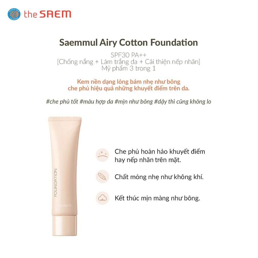 Kem Nền The SAEM Saemmul Airy Cotton Foundation SPF30/PA++ 30g