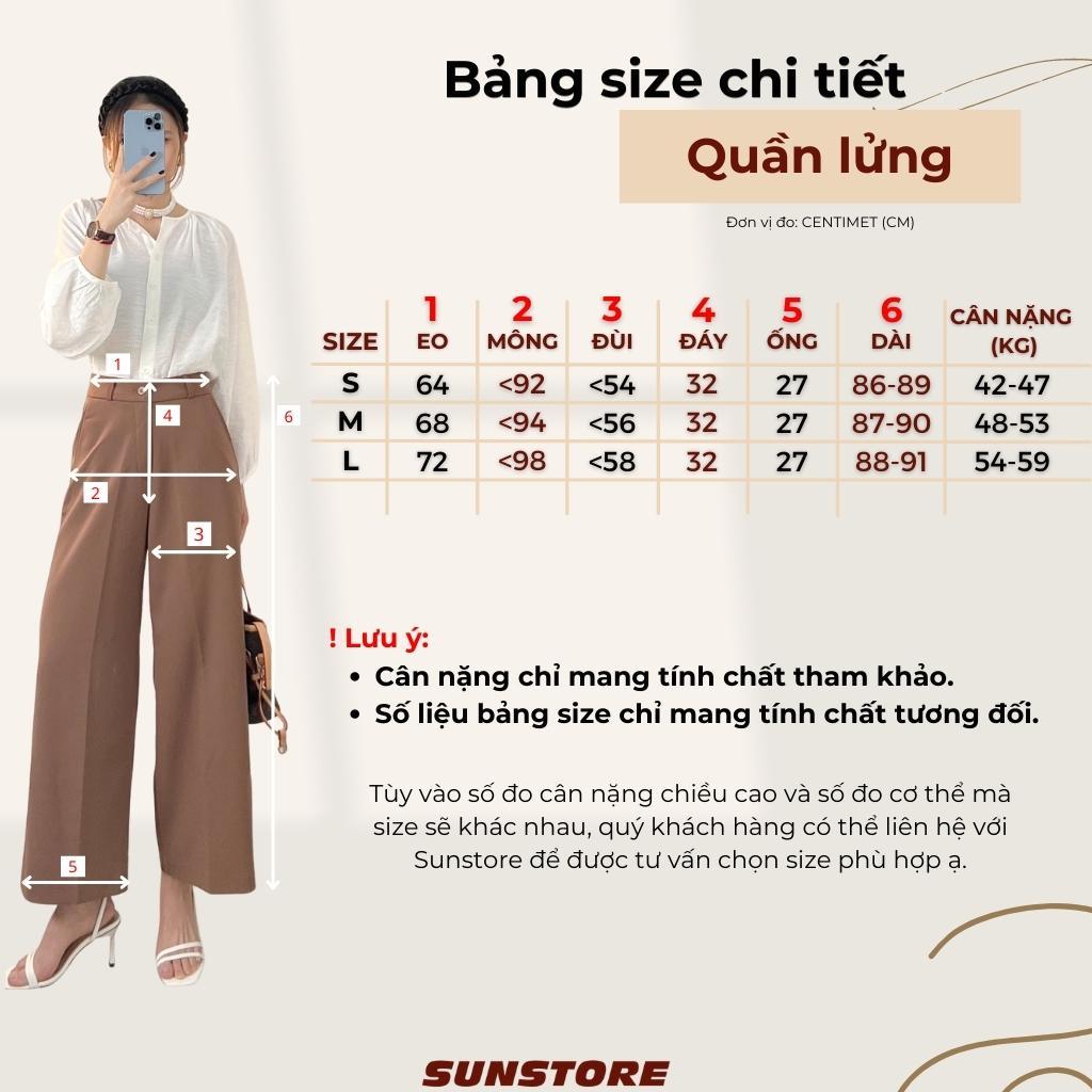 Quần lửng ống rộng nữ culottes lưng cao cạp cao vải dáng suông màu nâu và đen - Sunstore - Đen, Đen