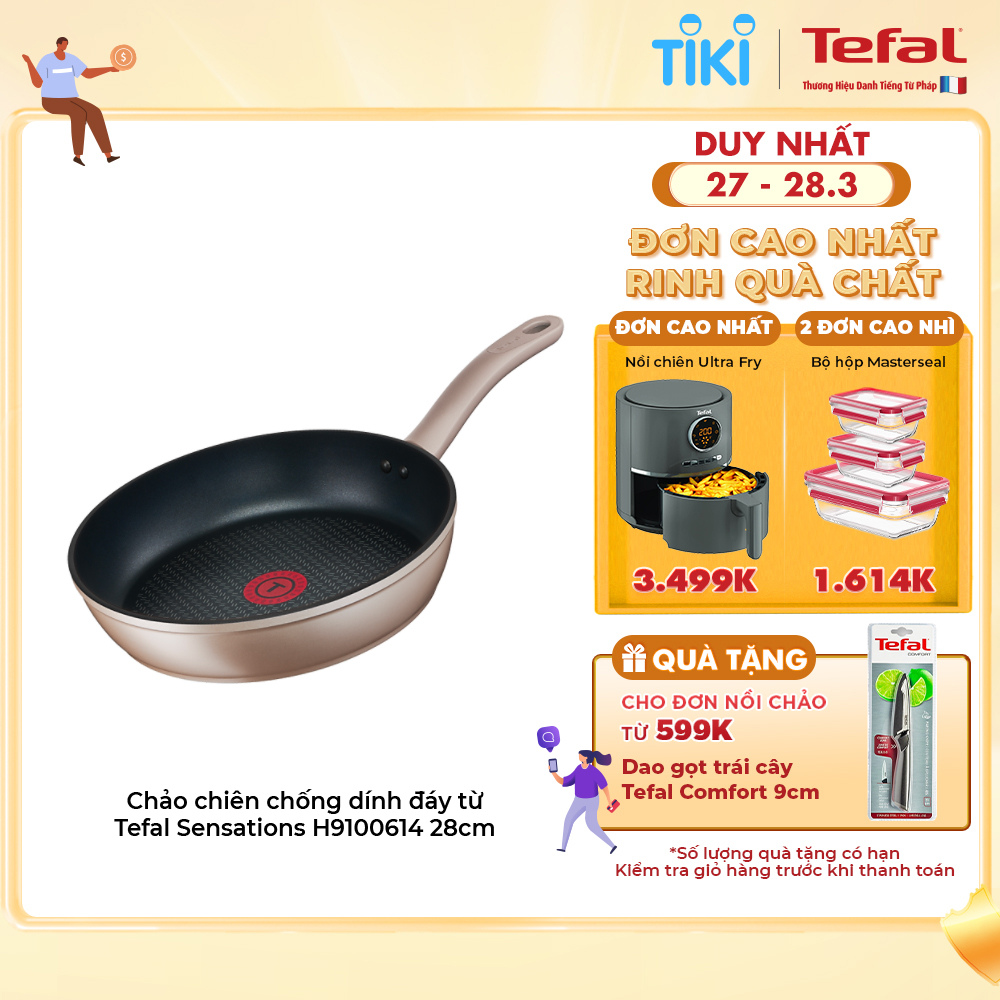 Chảo chiên chống dính đáy từ Tefal Sensations 28cm, dùng cho mọi loại bếp- Hàng chính hãng