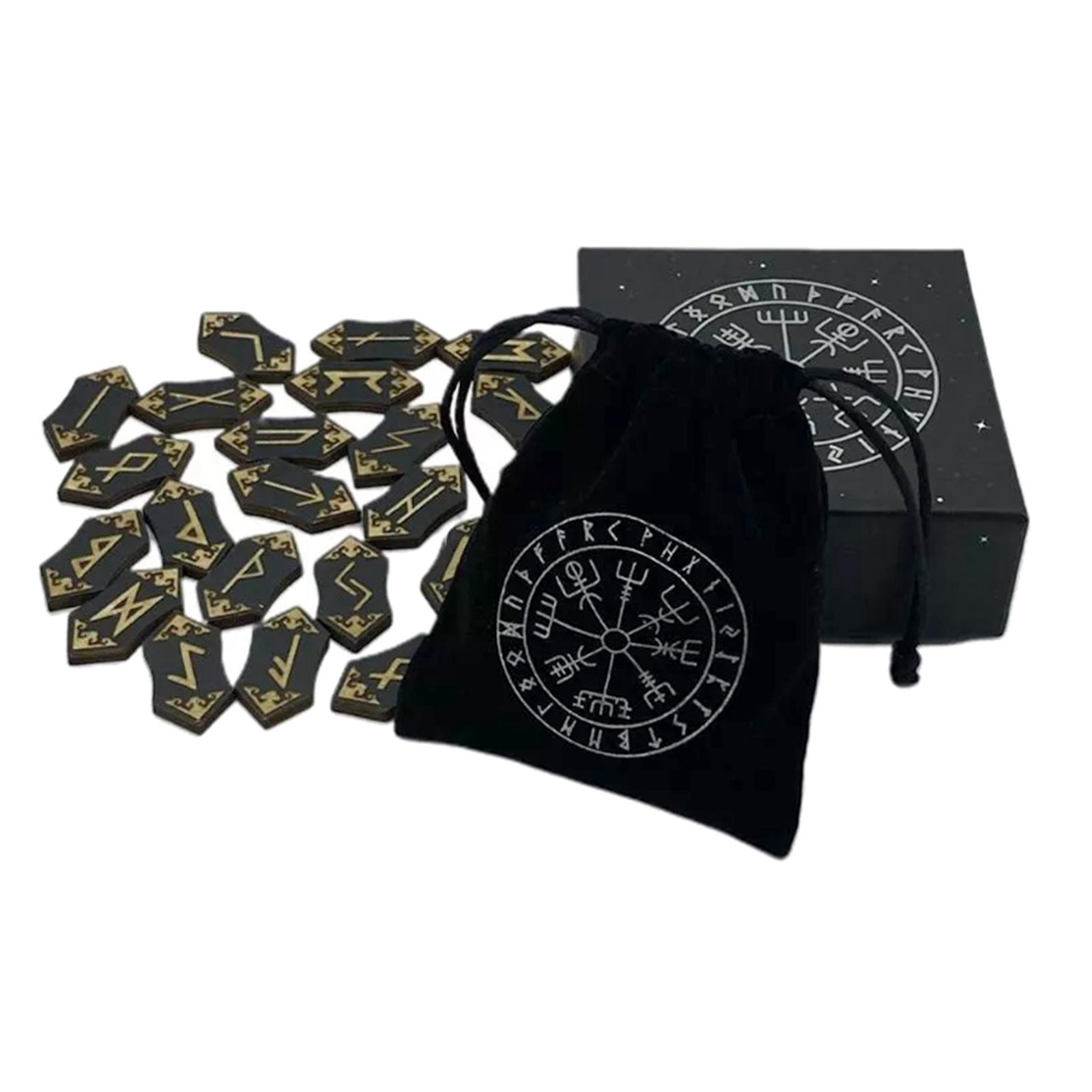 2 Set Rune Stones Card Set Nordic with Storage Bag Props Family Home Toys