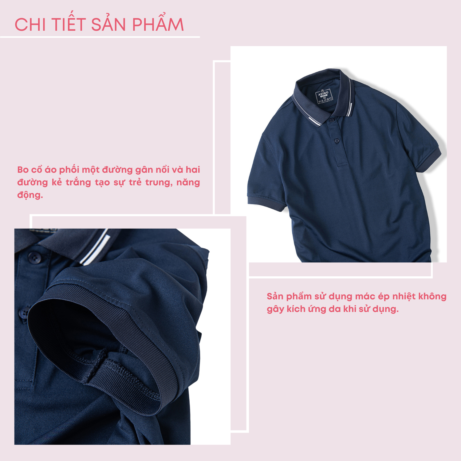 Áo polo nữ màu xanh đen phối viền ADINO vải polyester cotton không bai xù dáng công sở slimfit hơi ôm trẻ trung APN05