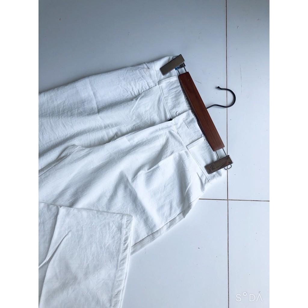 quần culottes cúc khóa dáng lỡ kiểu nhật chất đũi