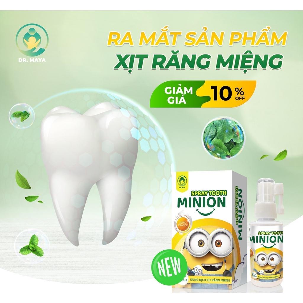 Xịt răng miệng Minion Gold Dr.maya hộp/50ml, Vệ sinh răng miệng ngăn ngừa sau răng cho bé từ 6 tháng tuổi