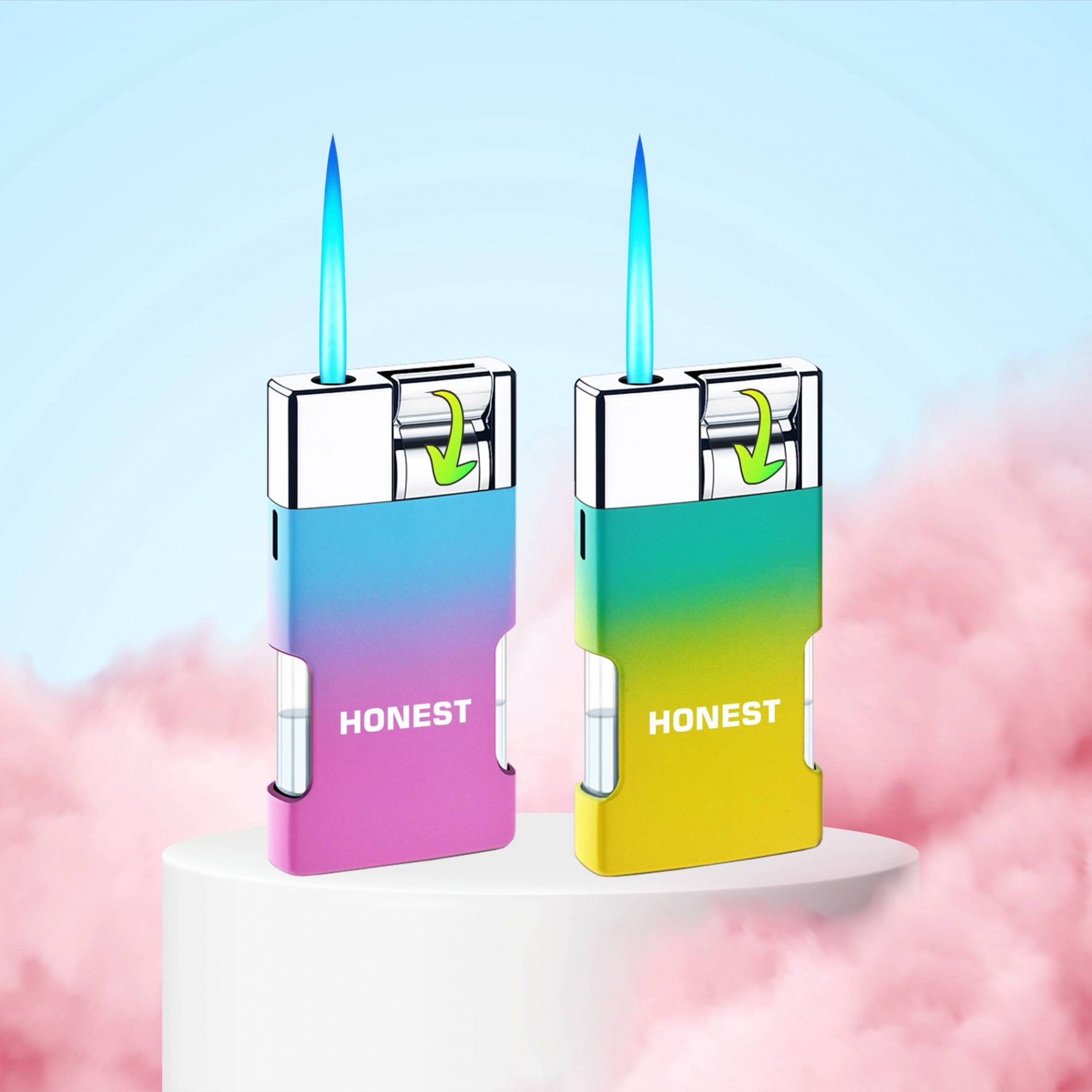Hột quẹt bật lửa khè HONEST 538 màu cầu vòng siêu đẹp