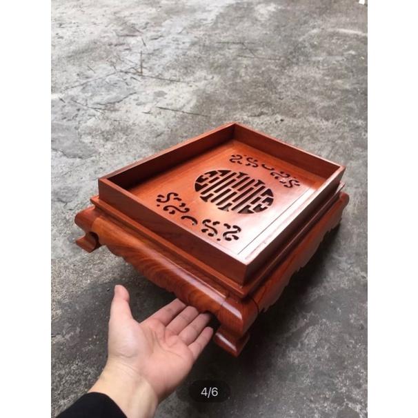Khay trà trơn chân cuốn gỗ hương cao cấp