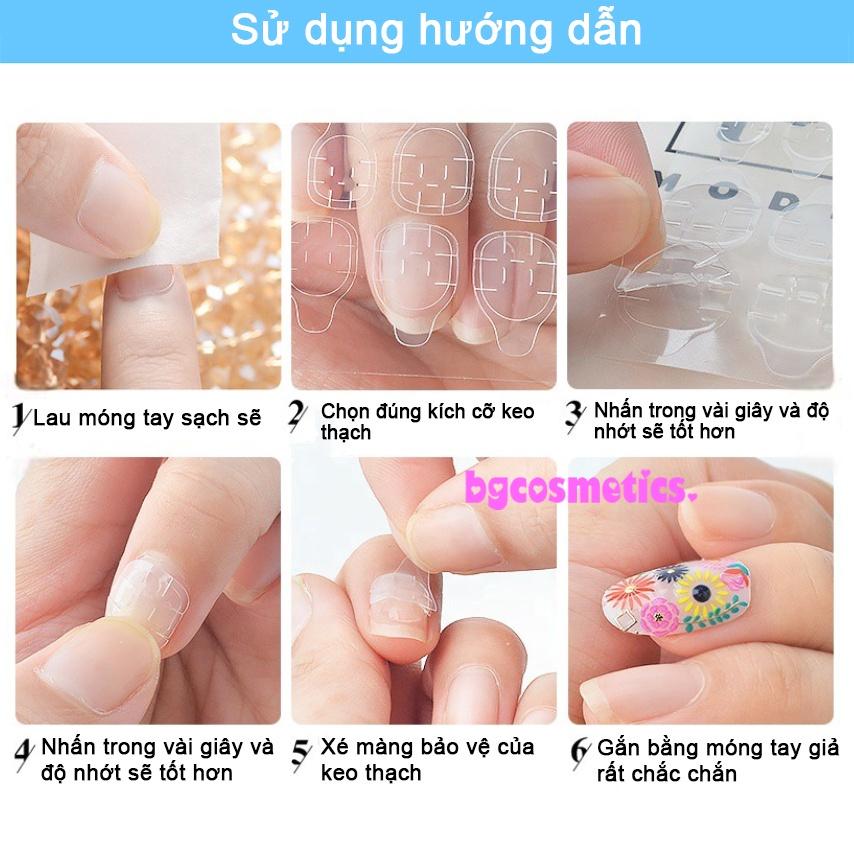 (Bán Buôn Sỉ) Bộ 24 Sticker Keo Dán Móng Tay Bằng Silicon, Miếng Keo Dán Móng Giả Hai Mặt Trong Suốt Chống Thấm Nước MT1