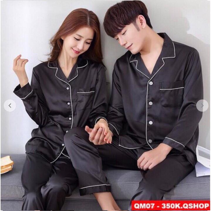 Bộ Pijama Dài Tay Nam Nữ Màu Trơn, Bộ Đồ Mặc Nhà Sang Trọng