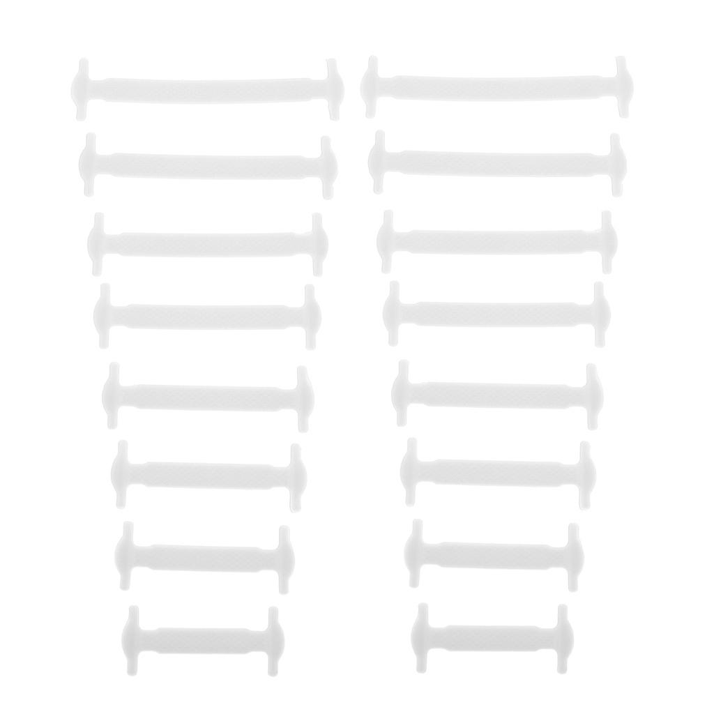 2x16 Pieces Elastic Silicone Shoelaces No Tie Shoe Laces Unisex White