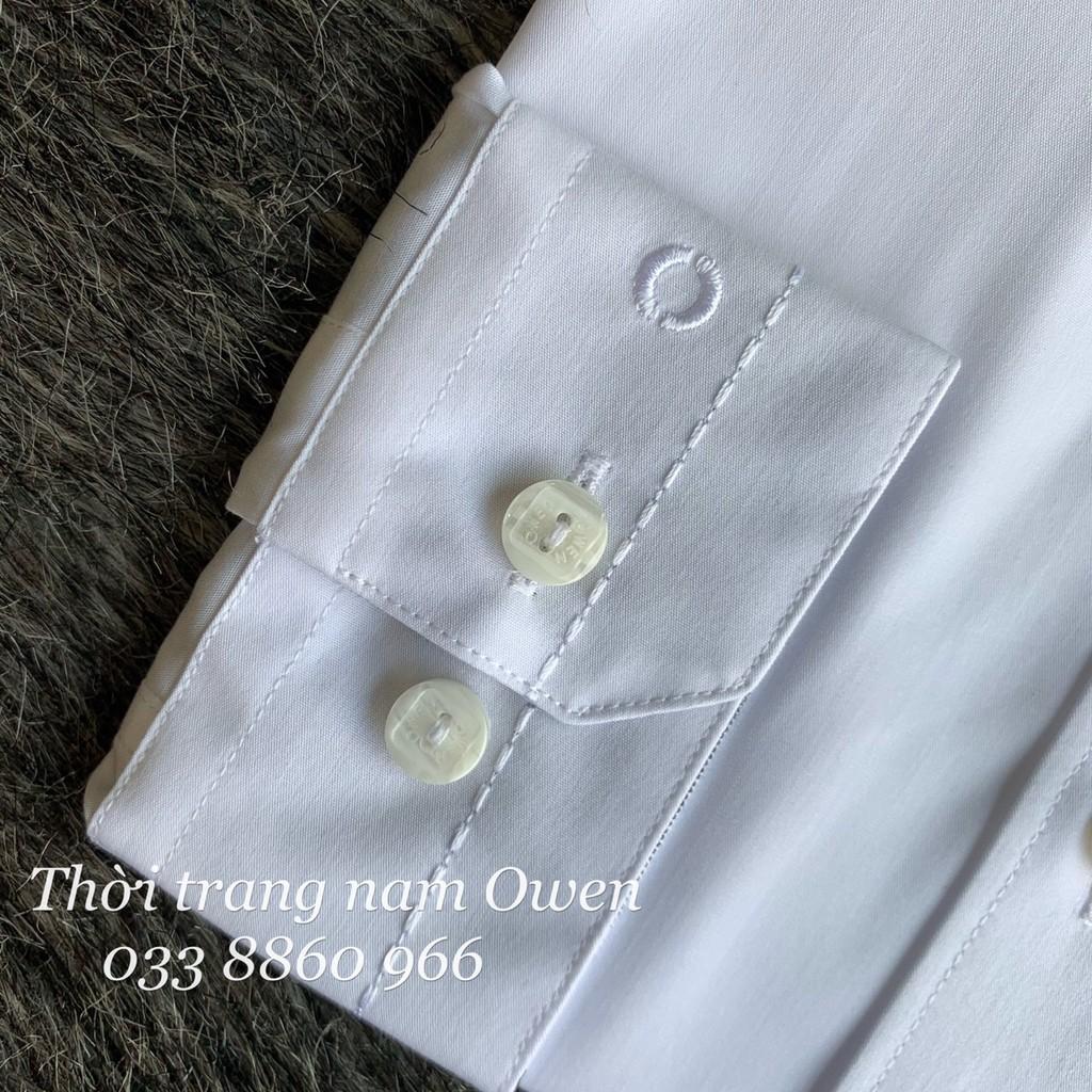 OWEN - Áo sơ mi trắng dài tay regular fit (không túi ngực) chất sơi tre 90527