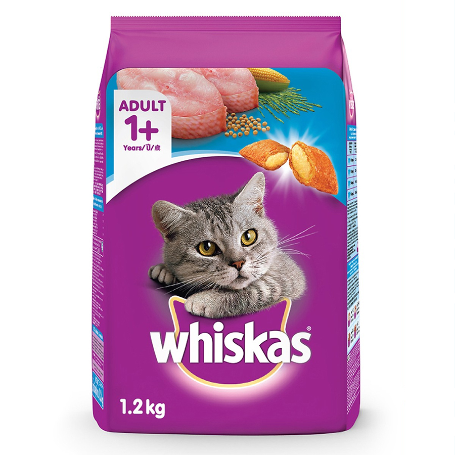 Đồ Ăn Cho Mèo Lớn Whiskas Vị Cá Biển Túi 1.2 Kg