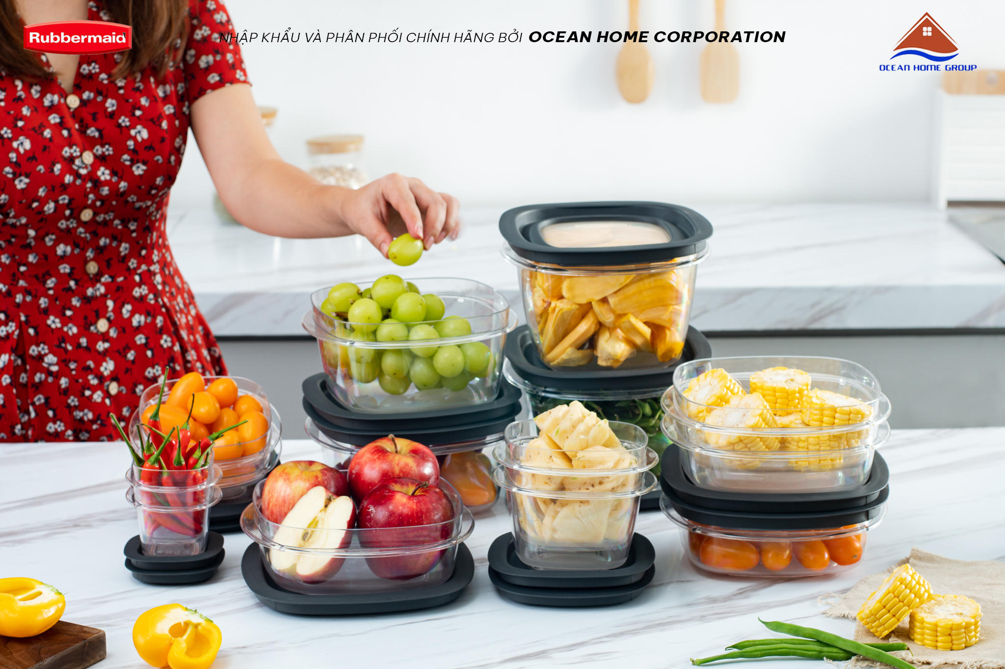 Bộ hộp nhựa cao cấp Tritan nắp đen Rubbermaid USA