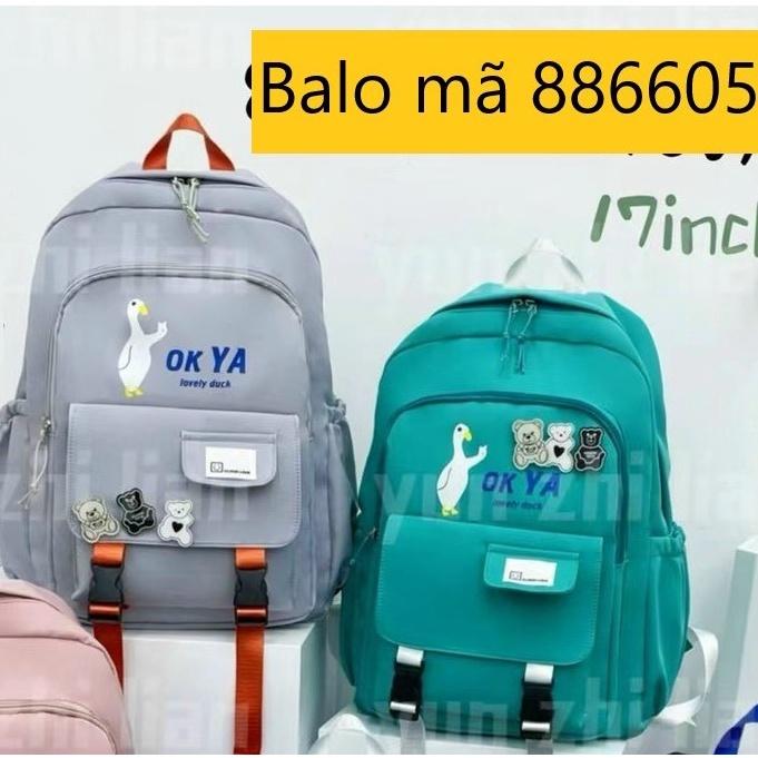Balo học sinh cấp 2, cấp 3, balo du lịch mã 886605 hình chú vịt