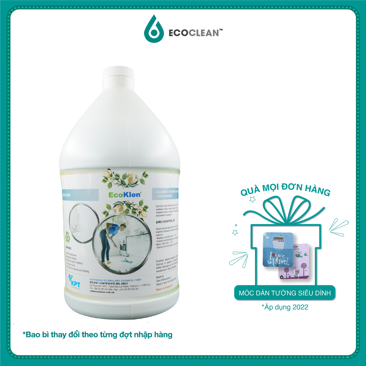 ECOKLEN - ECOLIME - NƯỚC LAU SÀN/ KHỬ TRÙNG - KHÔNG CÓ MÙI