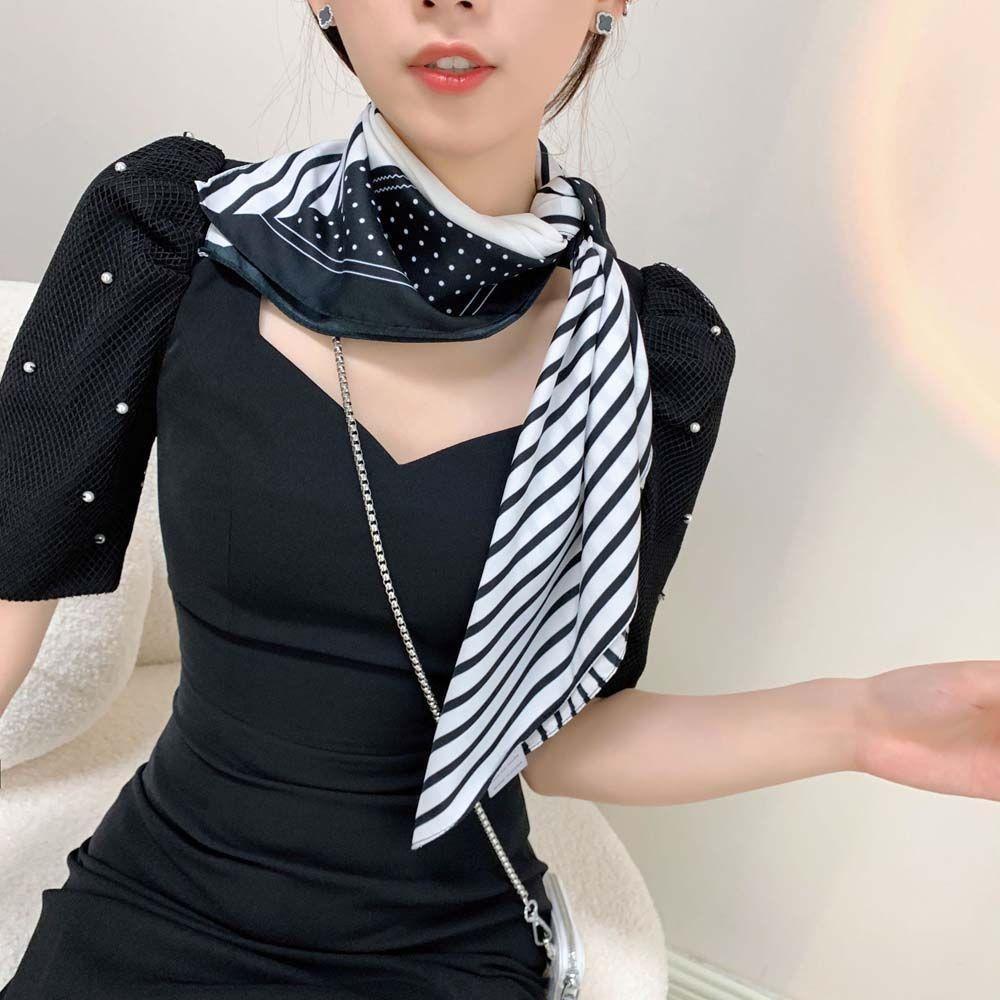 Khăn Choàng Lụa Satin Mềm In Họa Tiết VANES1 Thời Trang Dành Cho Nữ