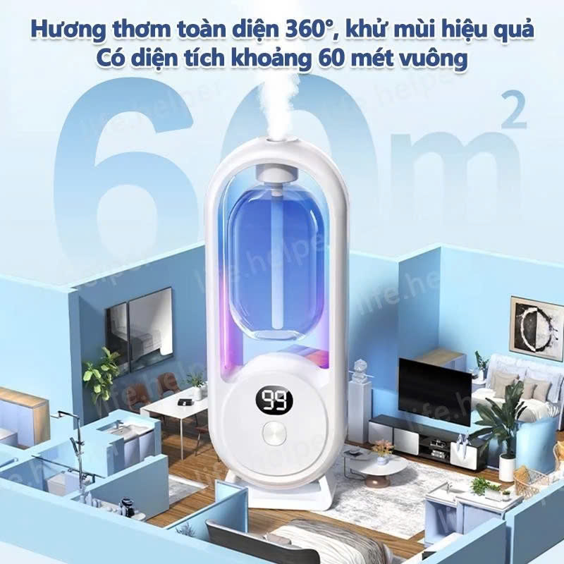 Bộ Máy Xịt Thơm Phòng Tự Động 5 Chế Độ (Gồm Máy &amp; 01 Lõi Tinh Dầu) Máy Khuyếch Tán Tinh Dầu Decor Phòng Ngủ