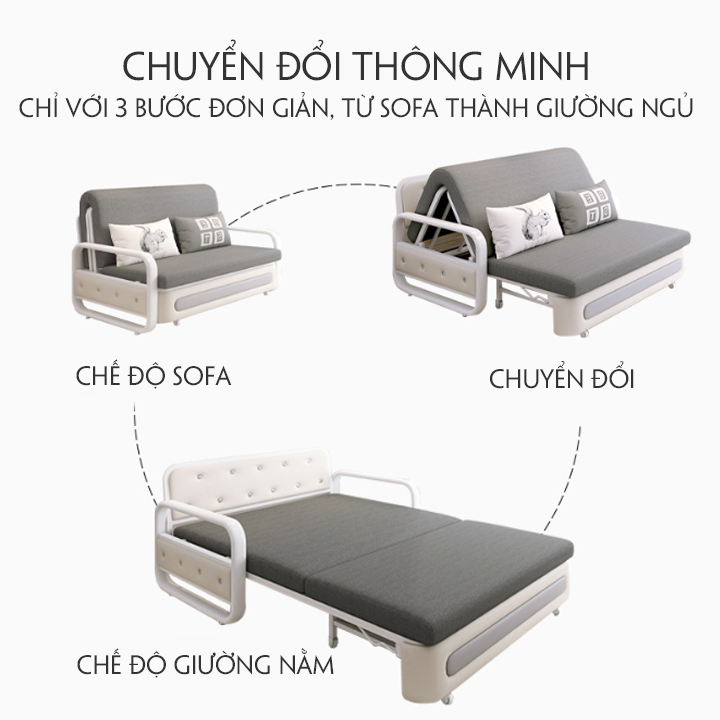 Giường sofa thông minh hà nội, giường gấp thông minh 2 trong 1 có ngăn chứa đồ