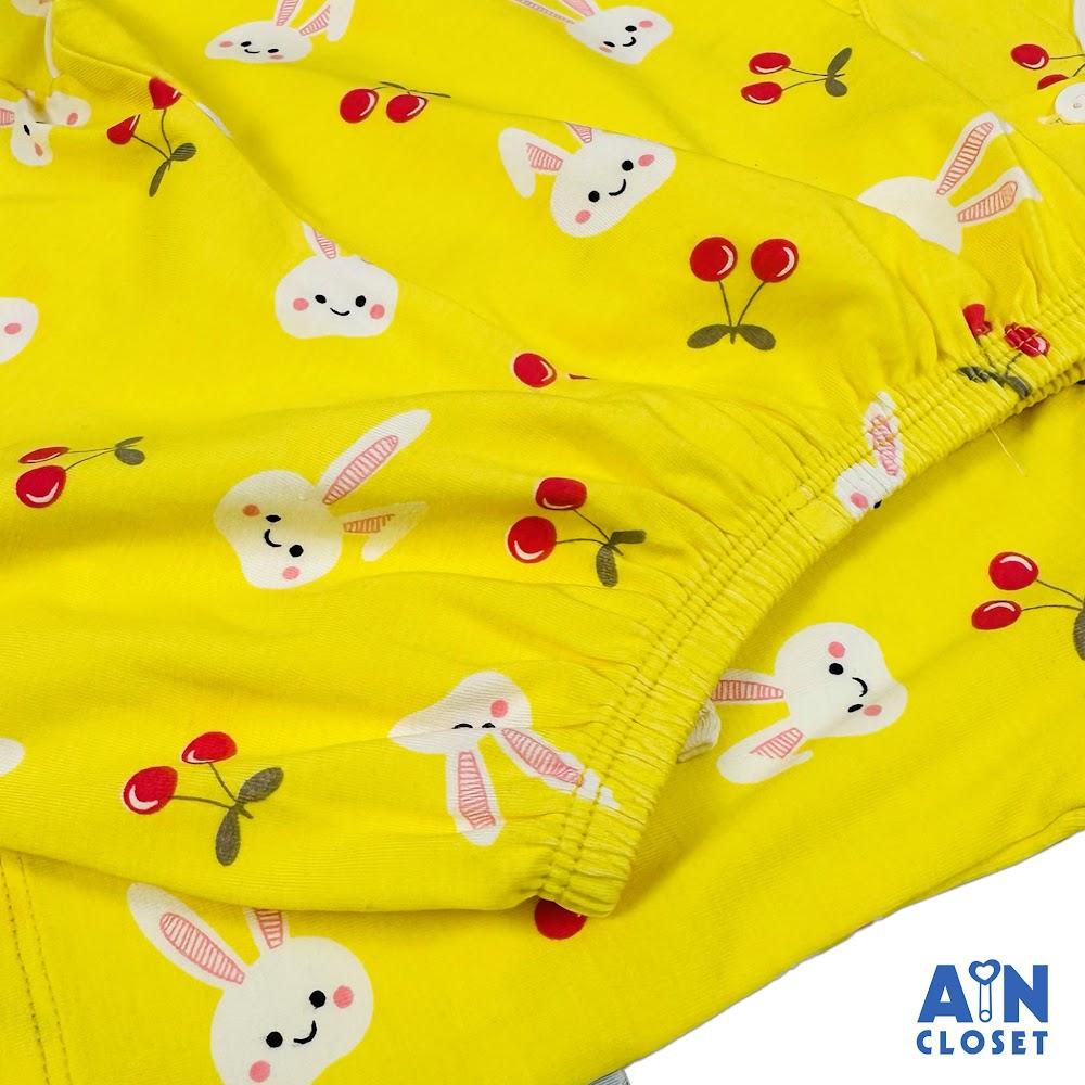 Bộ quần áo Dài bé gái họa tiết Thỏ Cherry Vàng Thun cotton - AICDBGPEARCB - AIN Closet