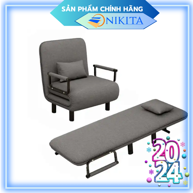 Giường ghế sofa 3 chức năng có thể ngả đầu, nệm dày êm ái, dễ dàng sử dụng chính hãng Nikita